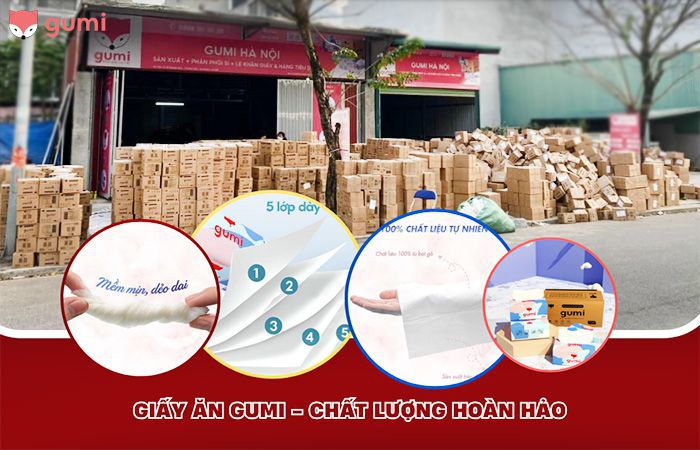 Gumi sản xuất giấy ăn chất lượng, an toàn