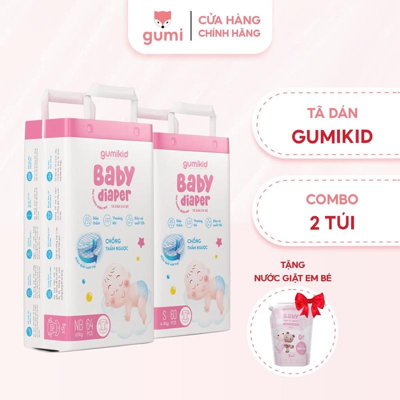 Tã dán sơ sinh GumiKid mềm mịn, thấm hút nhanh